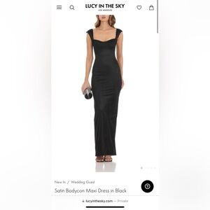 Lucy in the Sky- Satin Bodycon Maxi Dress in Black